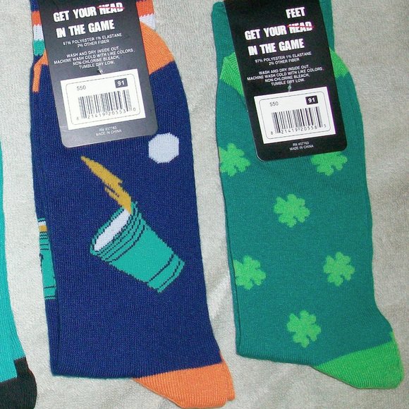 4 Pair St. Paddys Day Beer Pong Make It Rain Irish Theme Novelty Socks - Picture 5 of 6